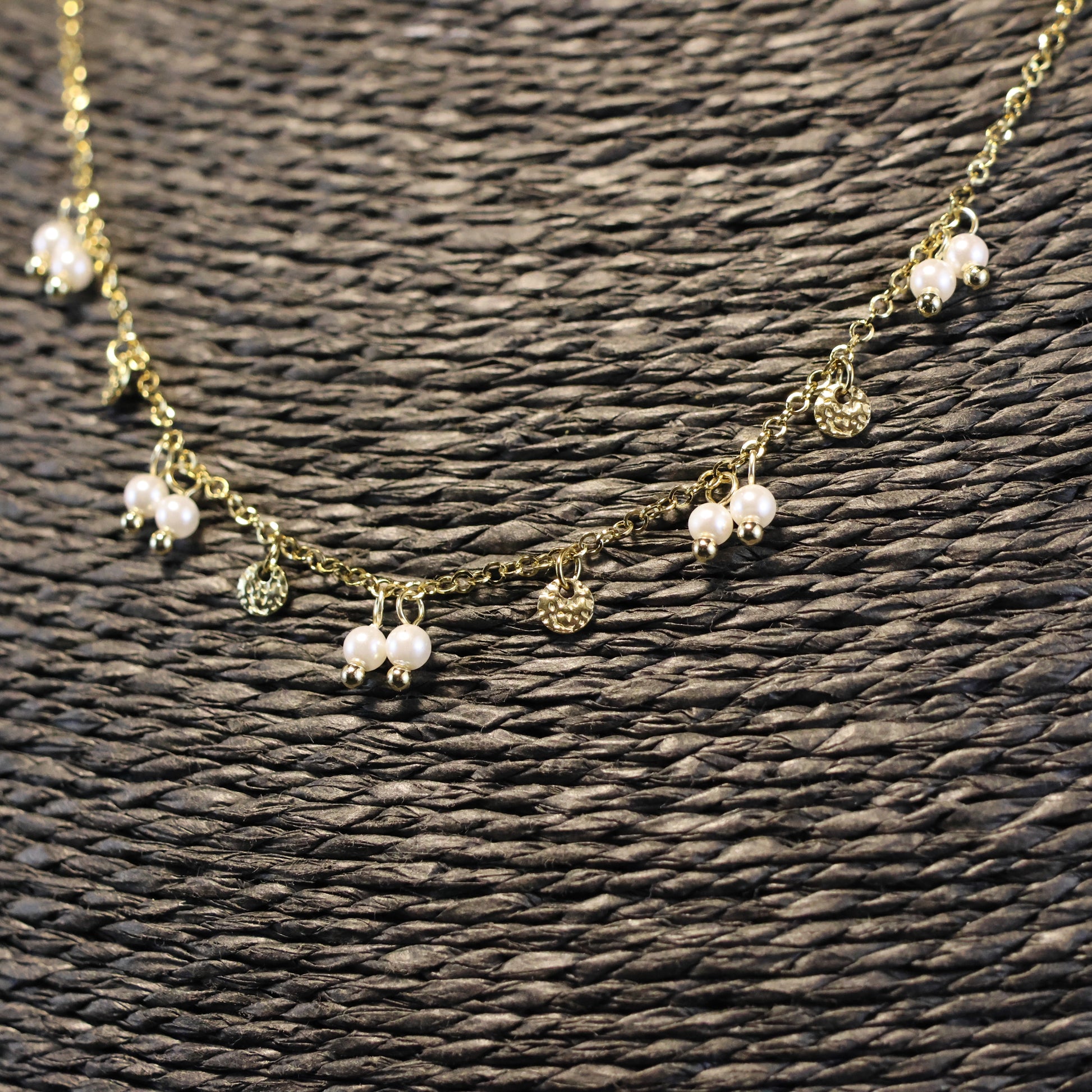 Roestvrij Stalen Halsketting met parelbedeltjes