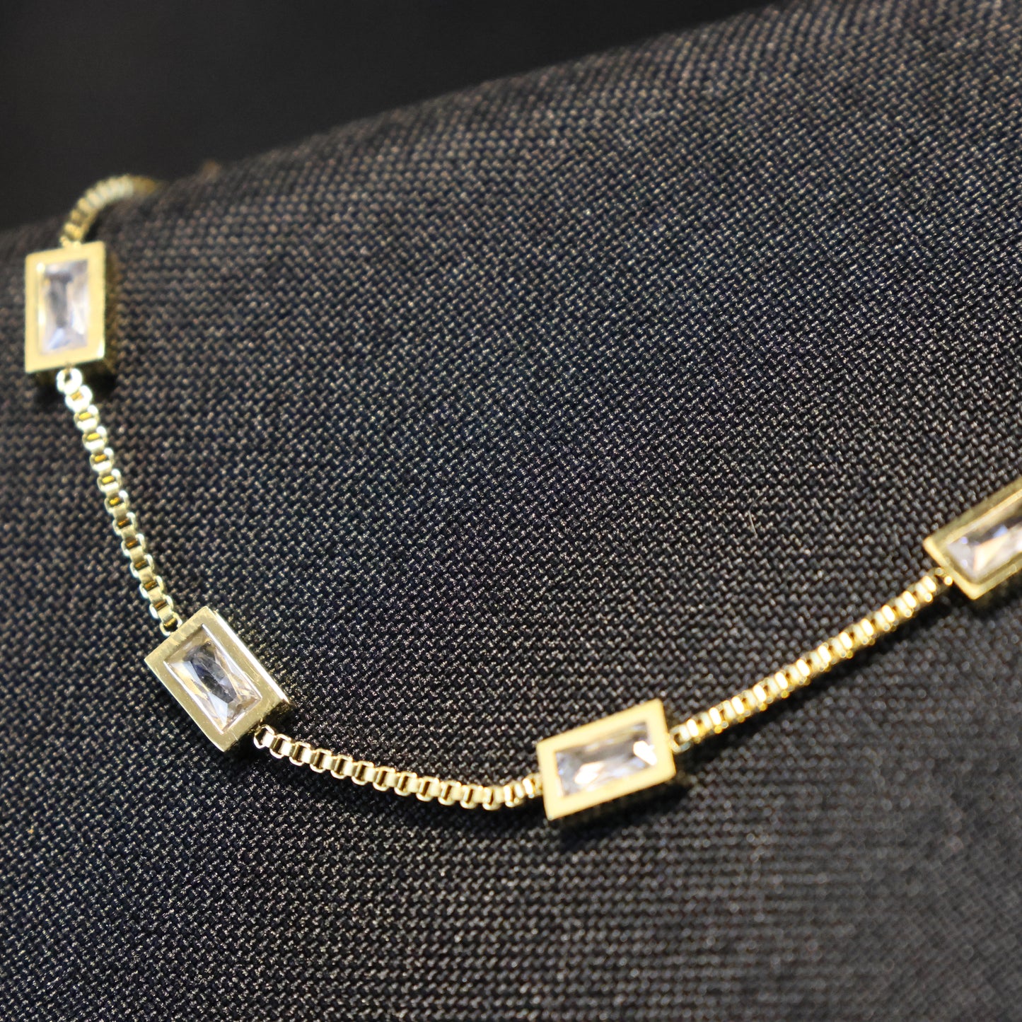 Roestvrij Stalen gele fantasie Armband rechthoekige bedels met zirconia