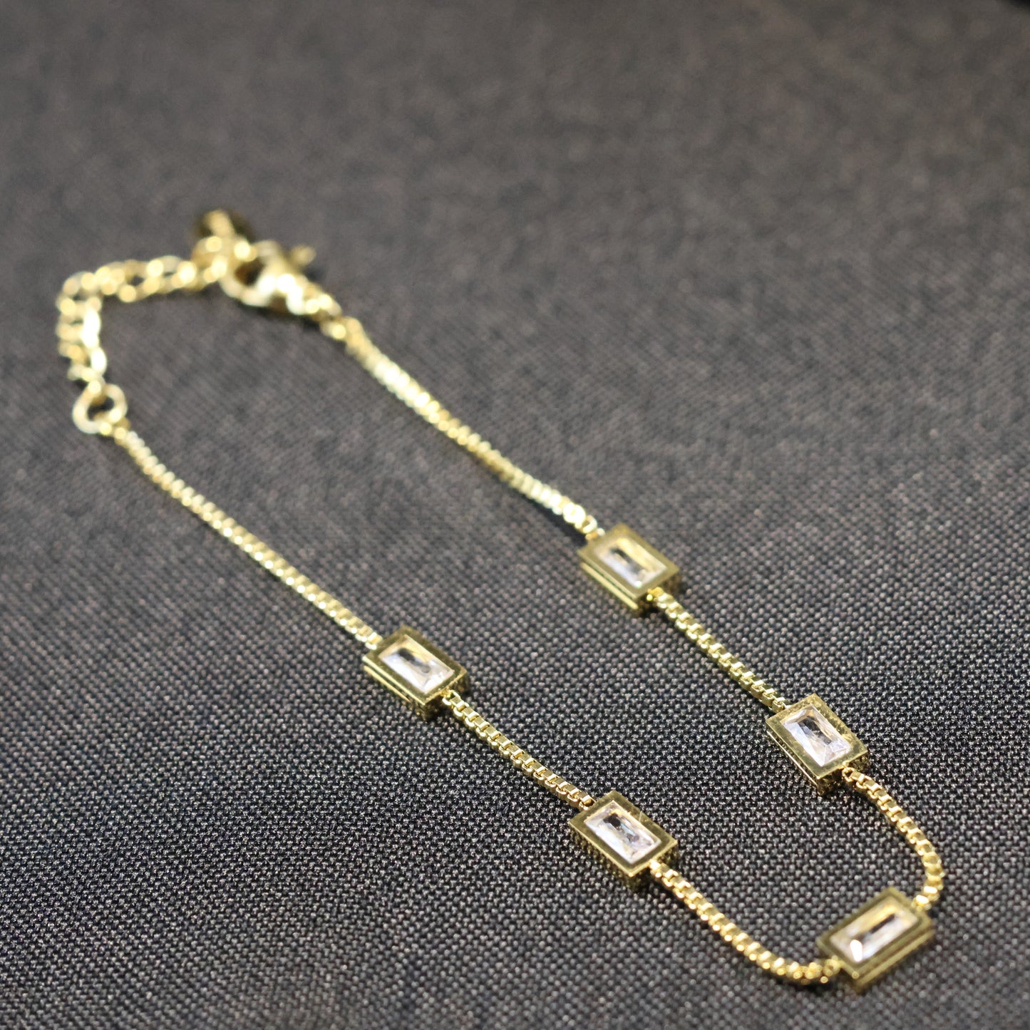 Roestvrij Stalen gele fantasie Armband rechthoekige bedels met zirconia