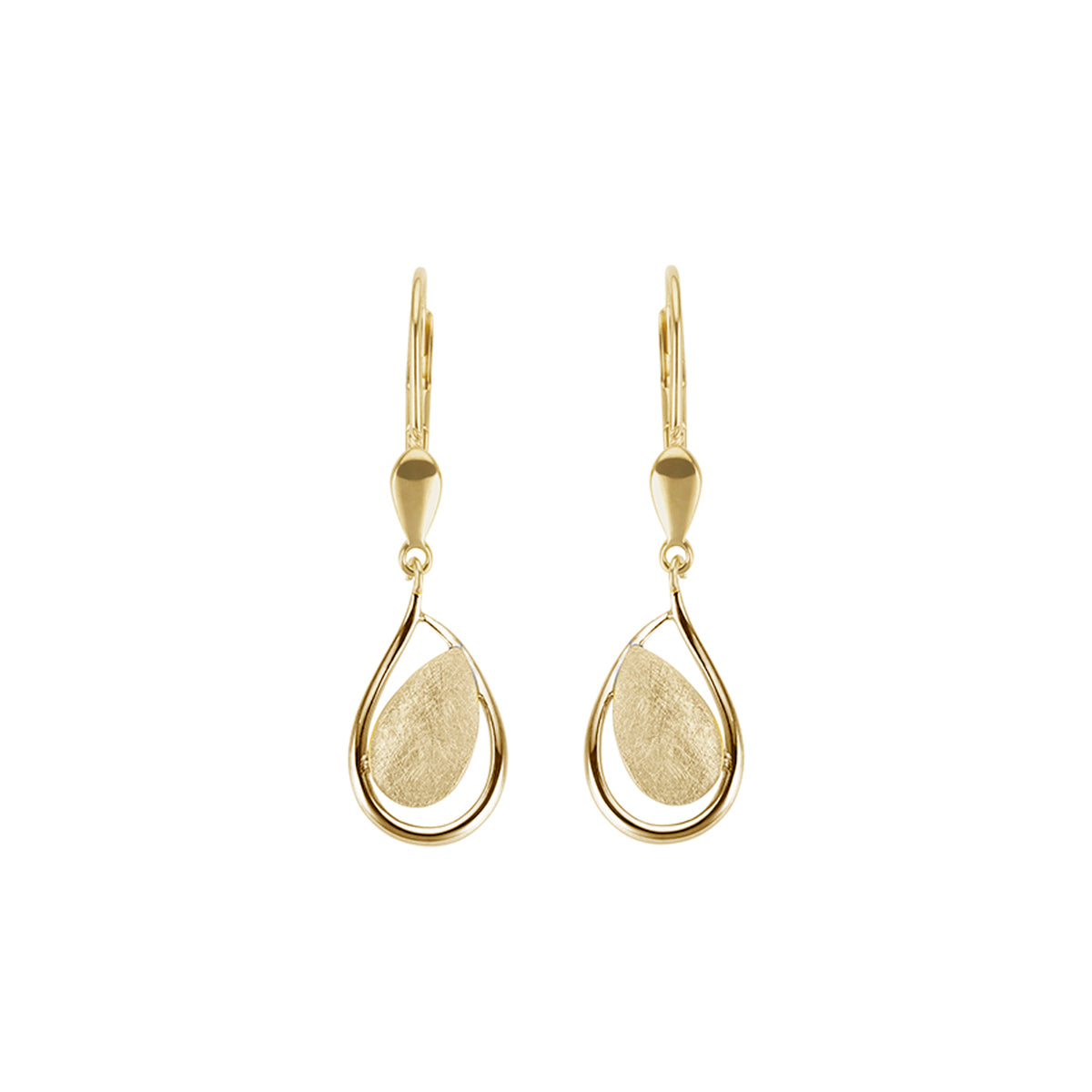 18KT geel gouden blad hangoorbellen 066679