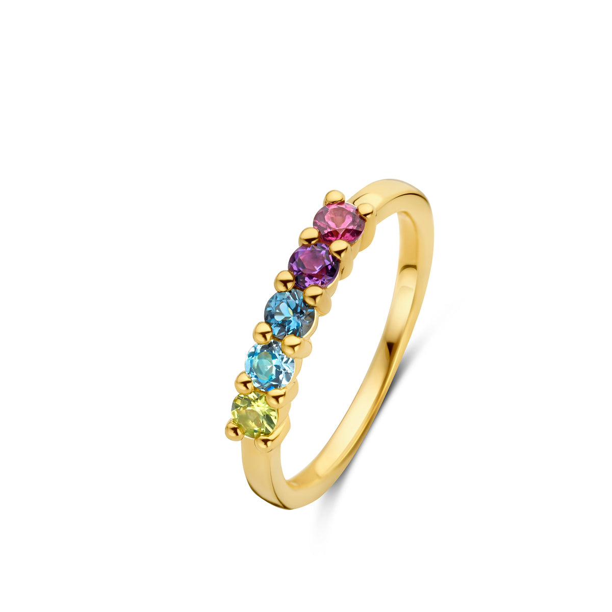18kt geel gouden ring met kleurstenen 066709/5K