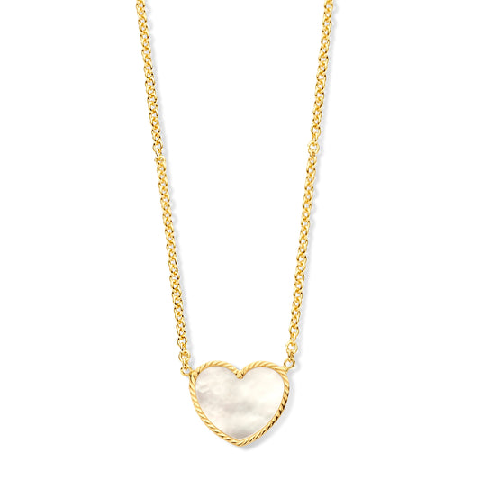 Gouden Ketting met hartje en Parelmoer 067085N