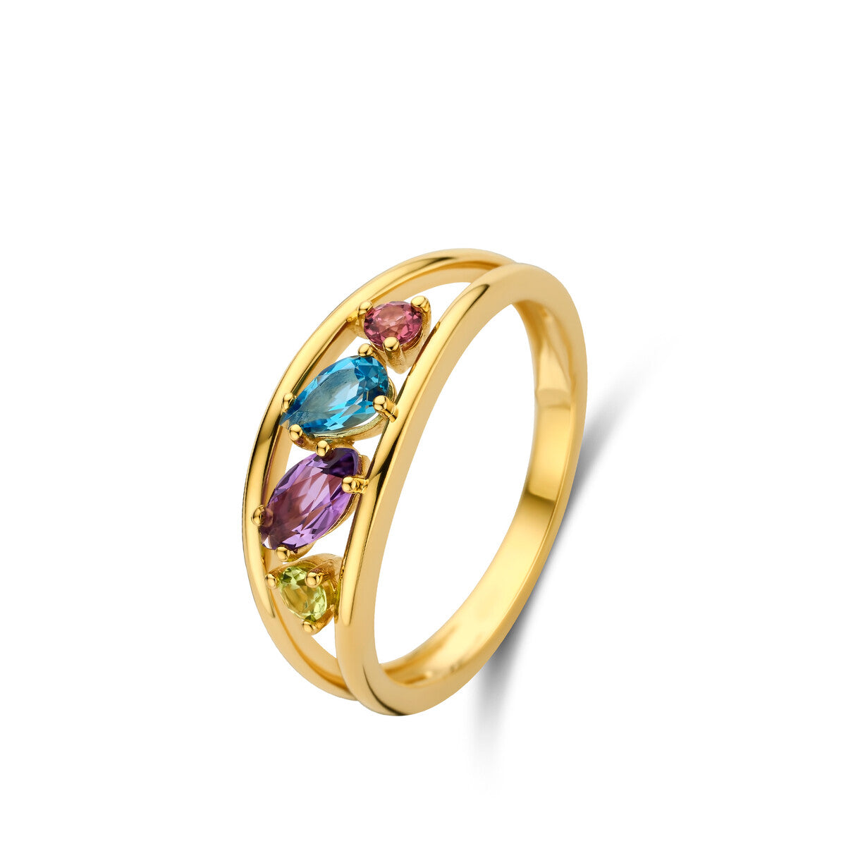 18kt geel gouden ring met kleurstenen 068253/4K