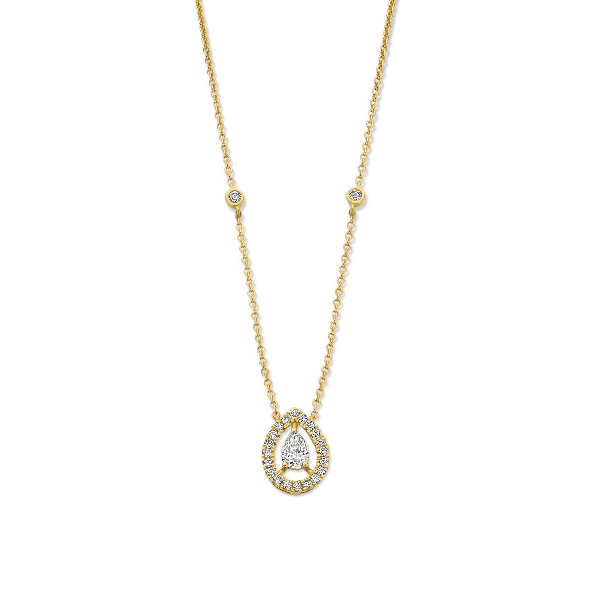 Yellow gold chain with pendant with brilliant 067098
