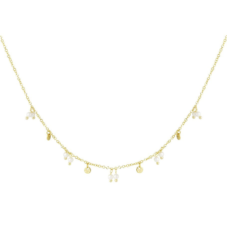 Roestvrij Stalen Halsketting met parelbedeltjes