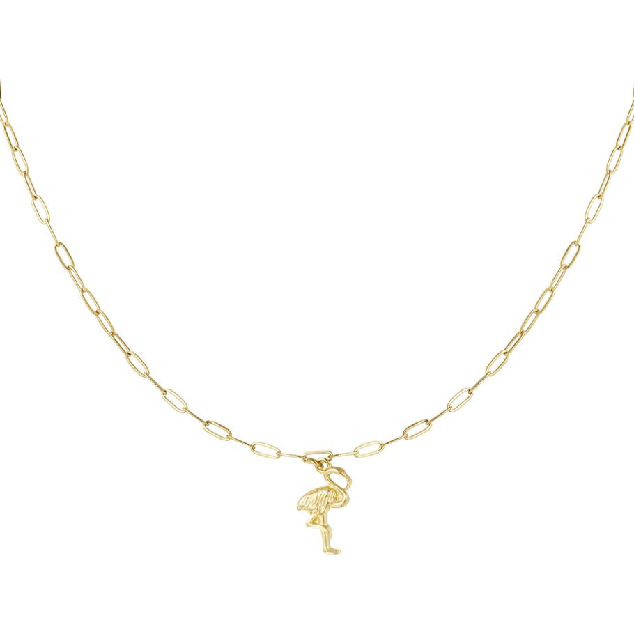 Roestvrij Stalen Halsketting met Flamingo hanger