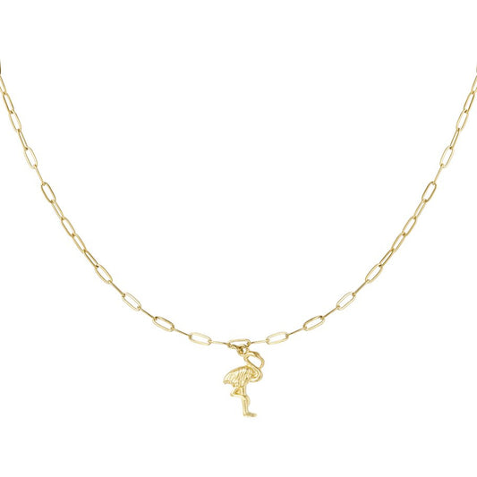 Roestvrij Stalen Halsketting met Flamingo hanger