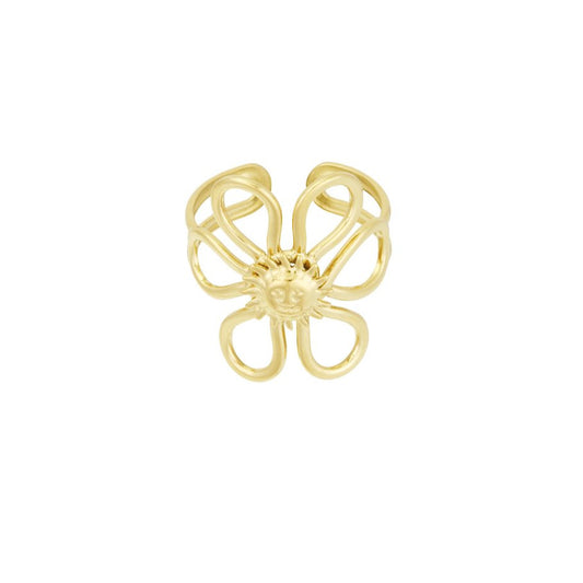 Roestvrij Stalen gele Ring grote zonnebloem