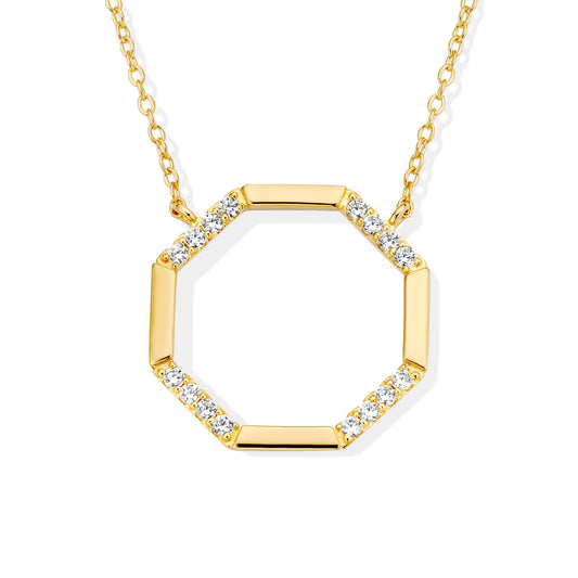 Naiomy vergulde zilveren ketting met octagon hanger B0H06