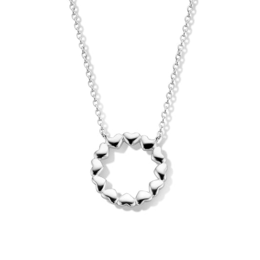 Naiomy Moments zilveren ketting met Cirkel van Hartjes tussenstuk B1N09