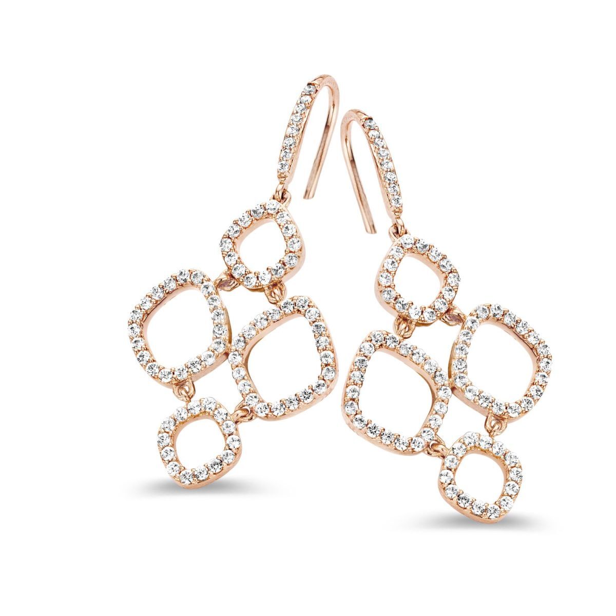 Naiomy silver rosé vergulde zilveren hangoorbellen N5L10