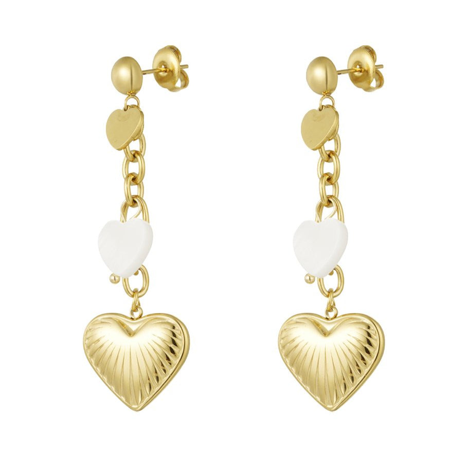 Roestvrij Stalen gele lange statement Oorbellen hartje hanger