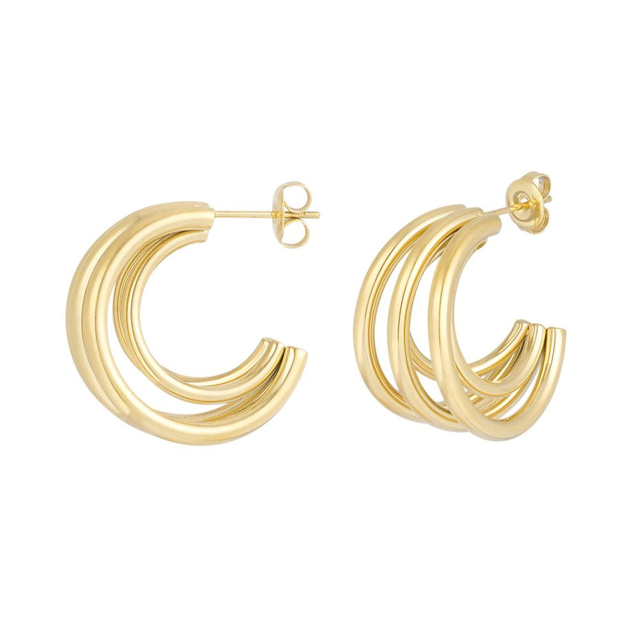 Roestvrij Stalen gele statement Oorbellen triple hoops