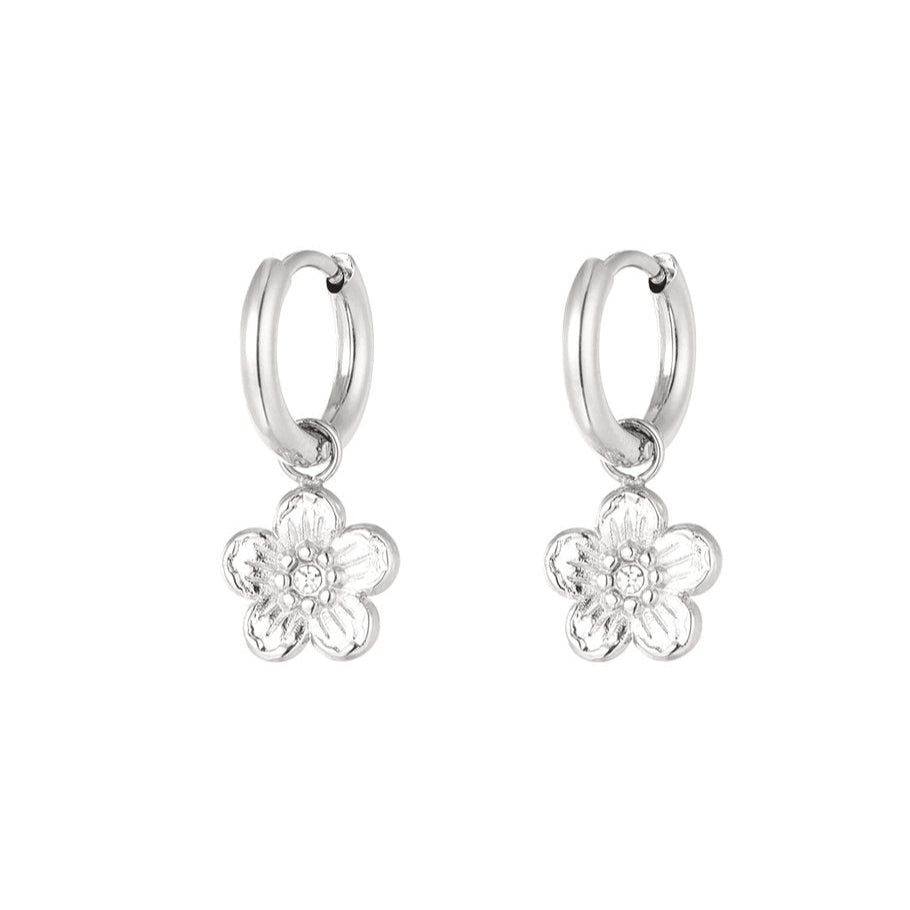 Roestvrij Stalen Oorbellen bloem met zirkonia