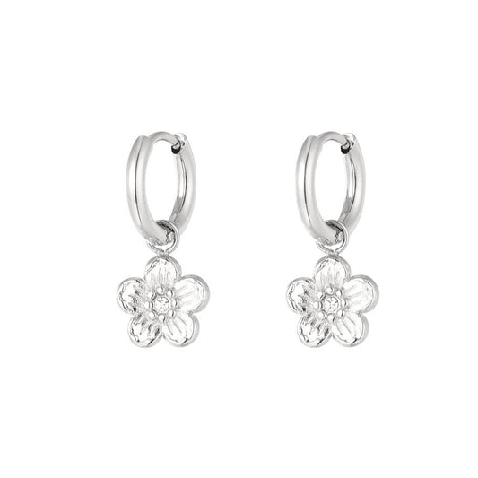Roestvrij Stalen Oorbellen bloem met zirkonia