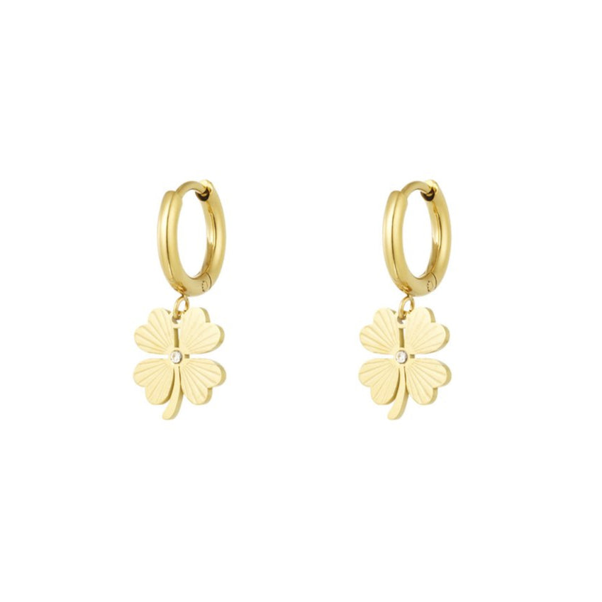 Roestvrij Stalen gele Oorbellen klavertje vier