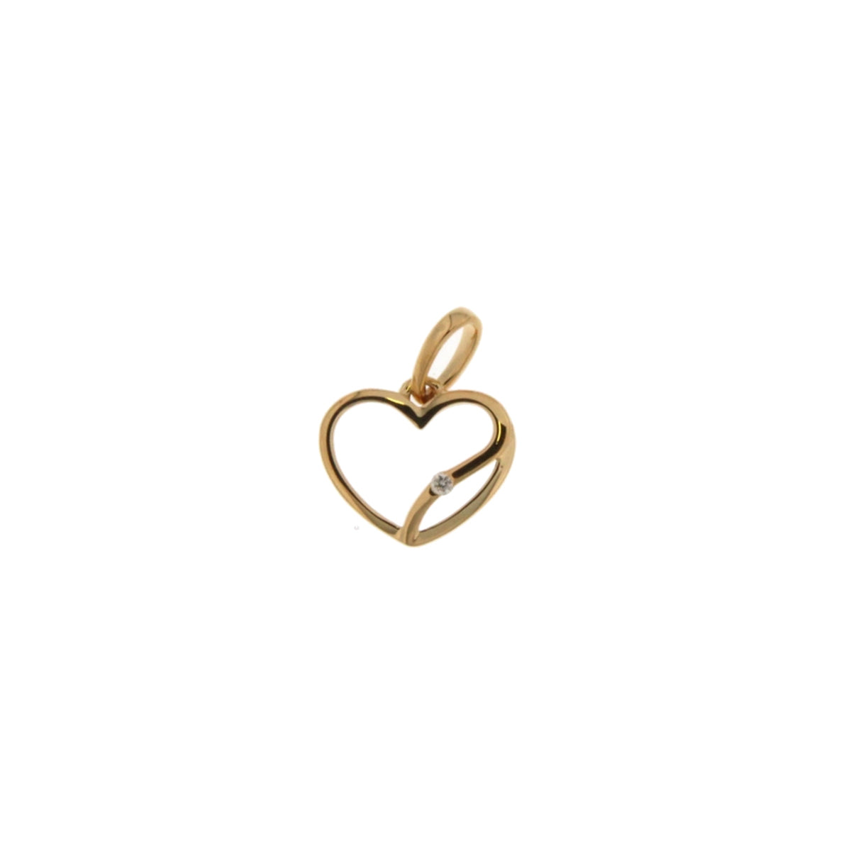 18KT geel gouden hanger/hartje met briljant 062648A