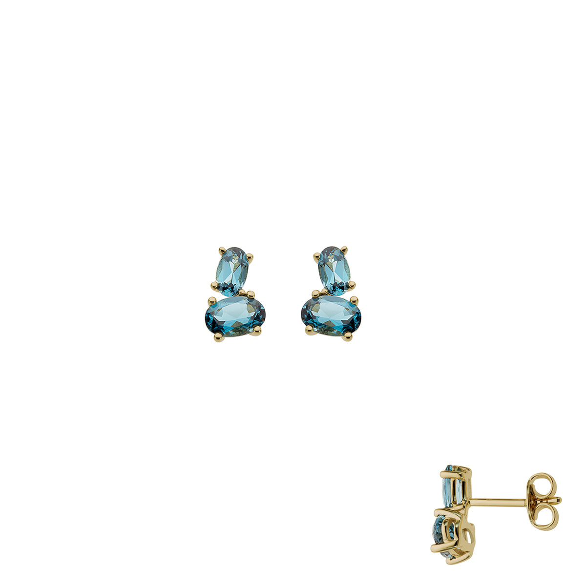 Stud earrings yellow gold with topaz 064803T
