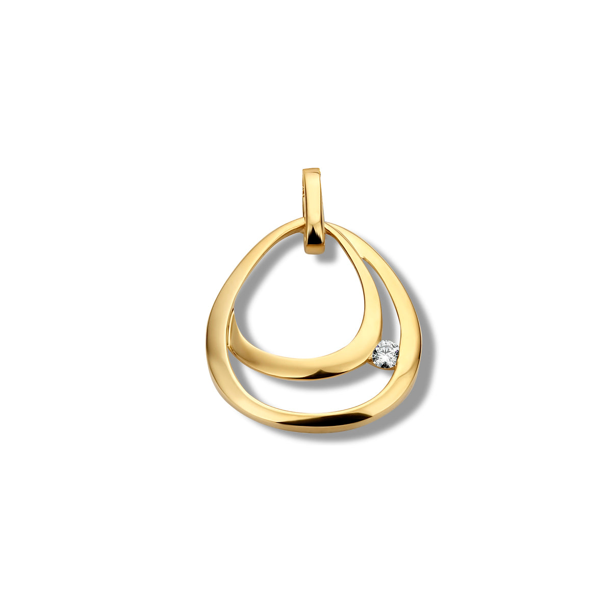 18KT geel gouden hanger met briljant 060702A