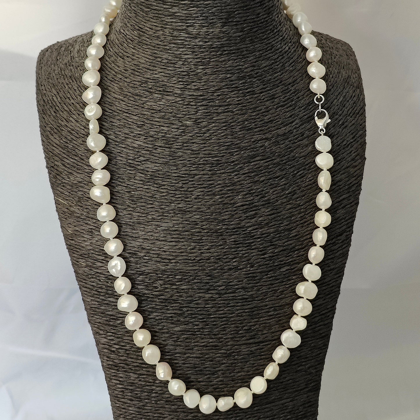 Parelketting 73cm 10mm zoetwaterparel zilveren slot