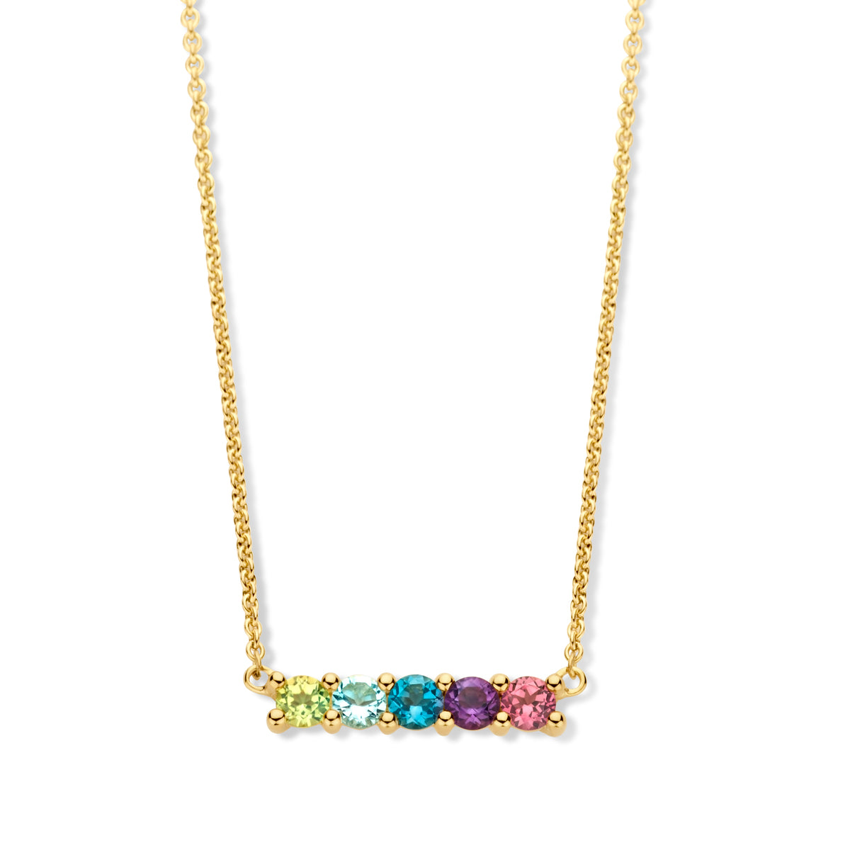 18 karaat geel gouden ketting met tussenstuk met kleurstenen 067293/5K