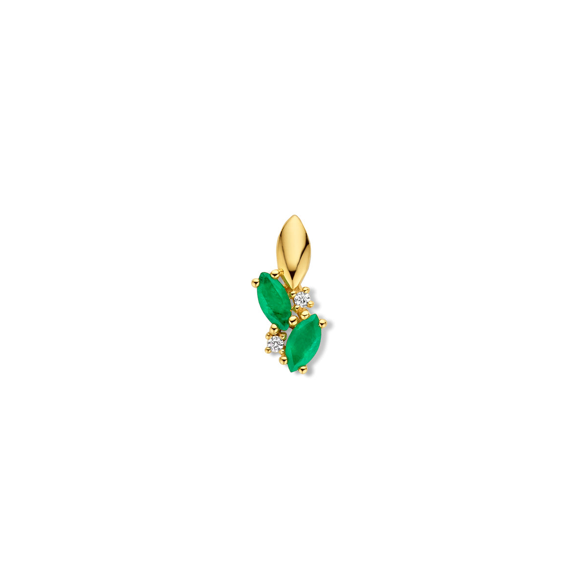 18KT geel gouden hanger met smaragd en briljant 067215/EA