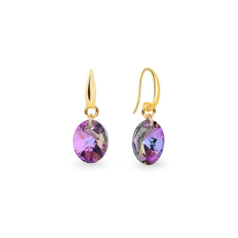 Spark vergulde zilveren oorbellen violet Swarovski kristal KWG602812VL