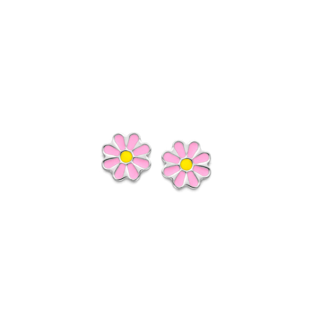 Naiomy Princess Roze Bloem oorbellen zilver PB081