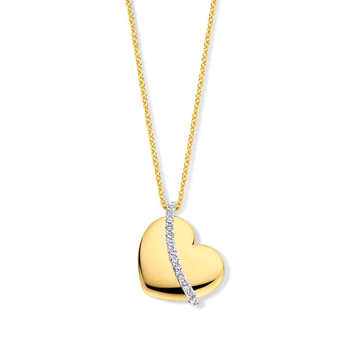 Ketting geel goud 18 karaat met tussenstuk met briljant 067012A