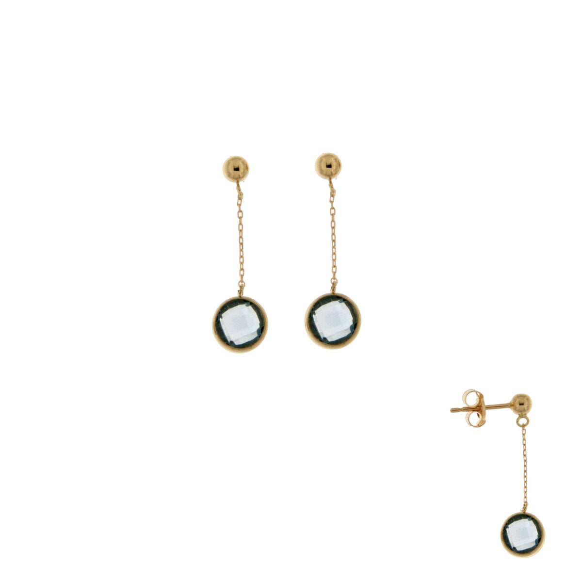 18KT gouden hangoorbellen met topaas 067555/T