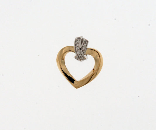 18KT geel gouden hanger/hartje met briljant 068266A