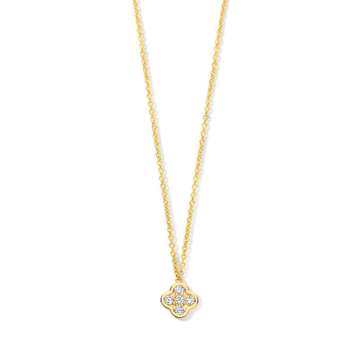 18Kt geel gouden ketting met tussenstuk met briljant 067070A