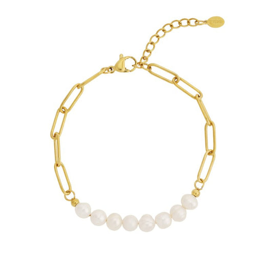 Roestvrij Stalen gele fantasie Armband met parels