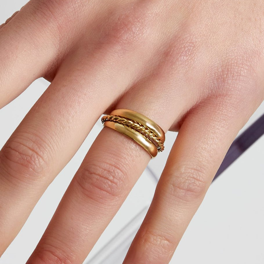 Roestvrij Stalen gele triple Ring