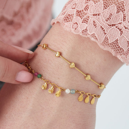 Roestvrij Stalen fijne gele fantasie hartjes Armband