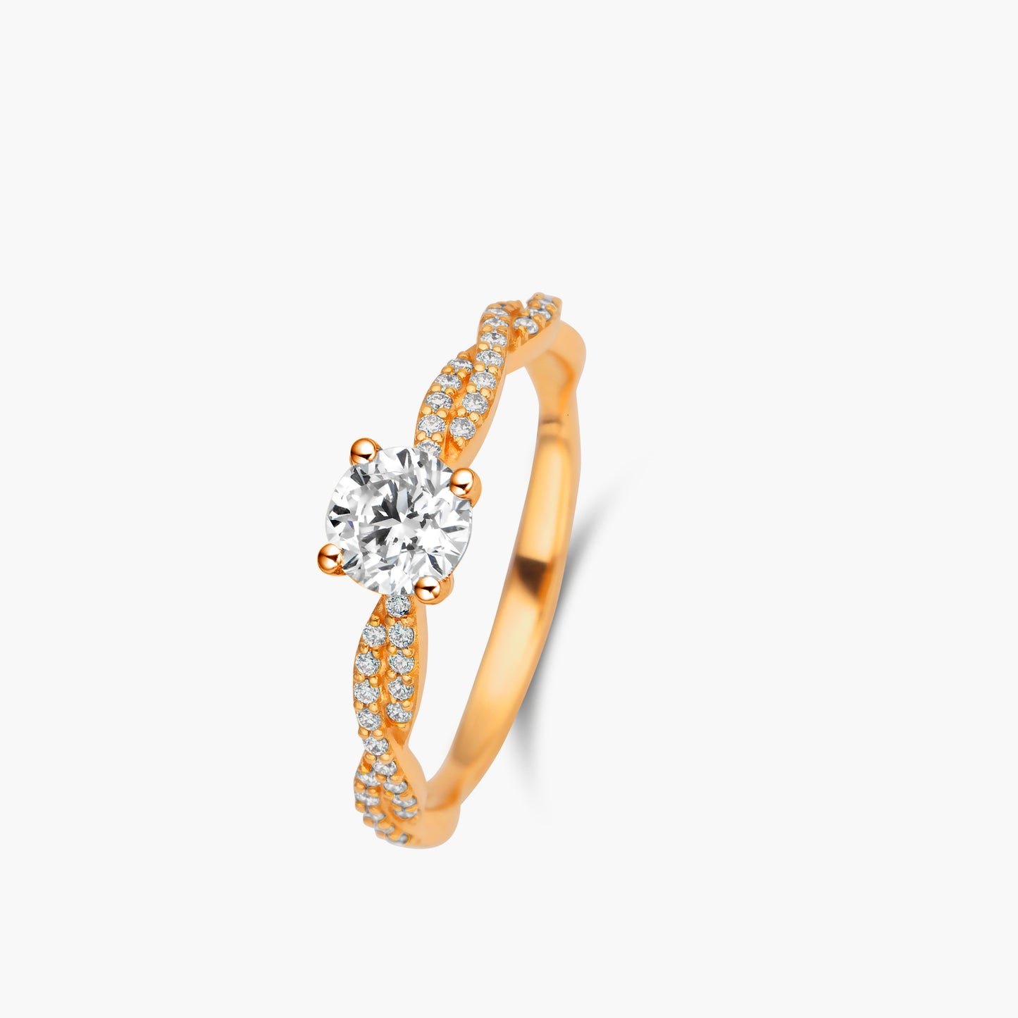 Solitaire ring with side stones Au750
roségoud