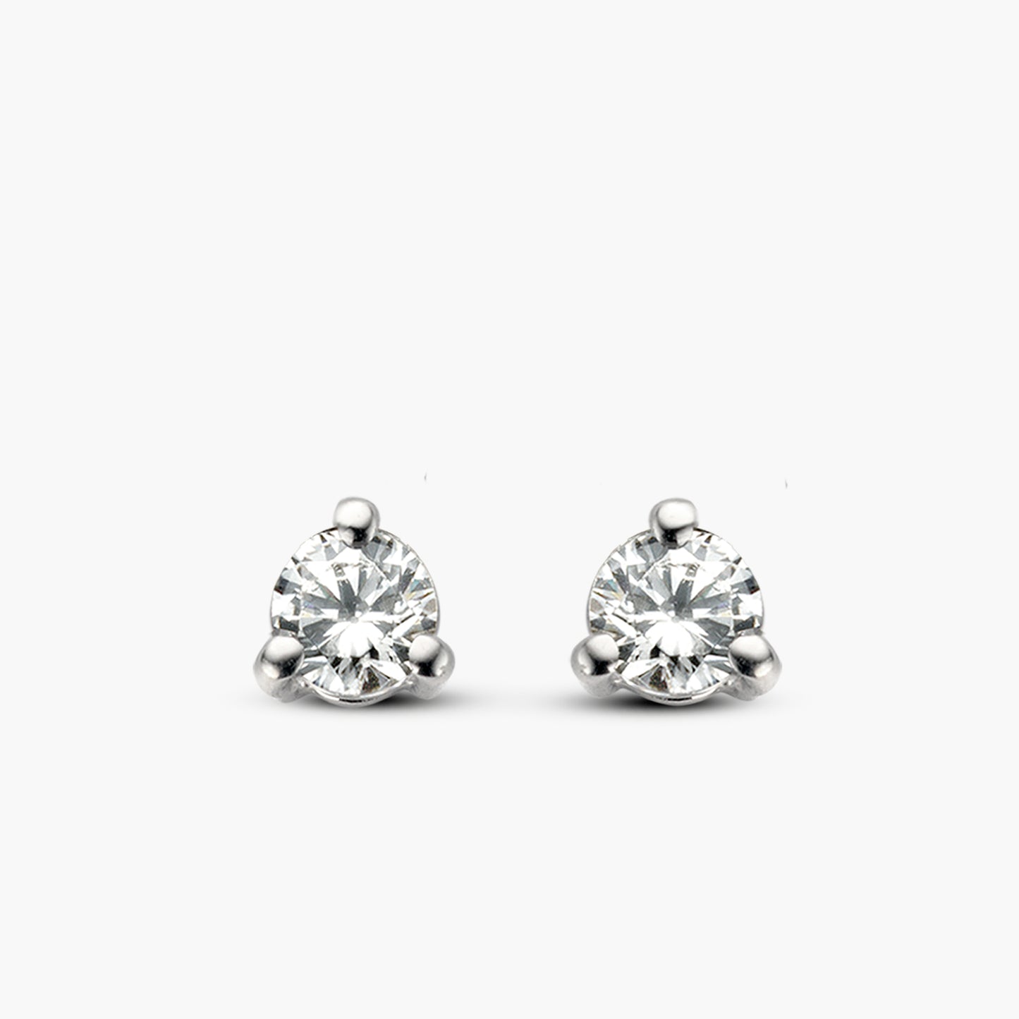 Earrings Solitaire Three wit goud