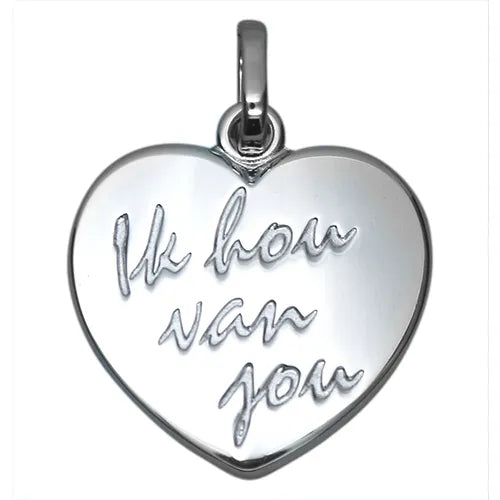 Tresor zilveren hartje hanger "ik hou van jou" B369N