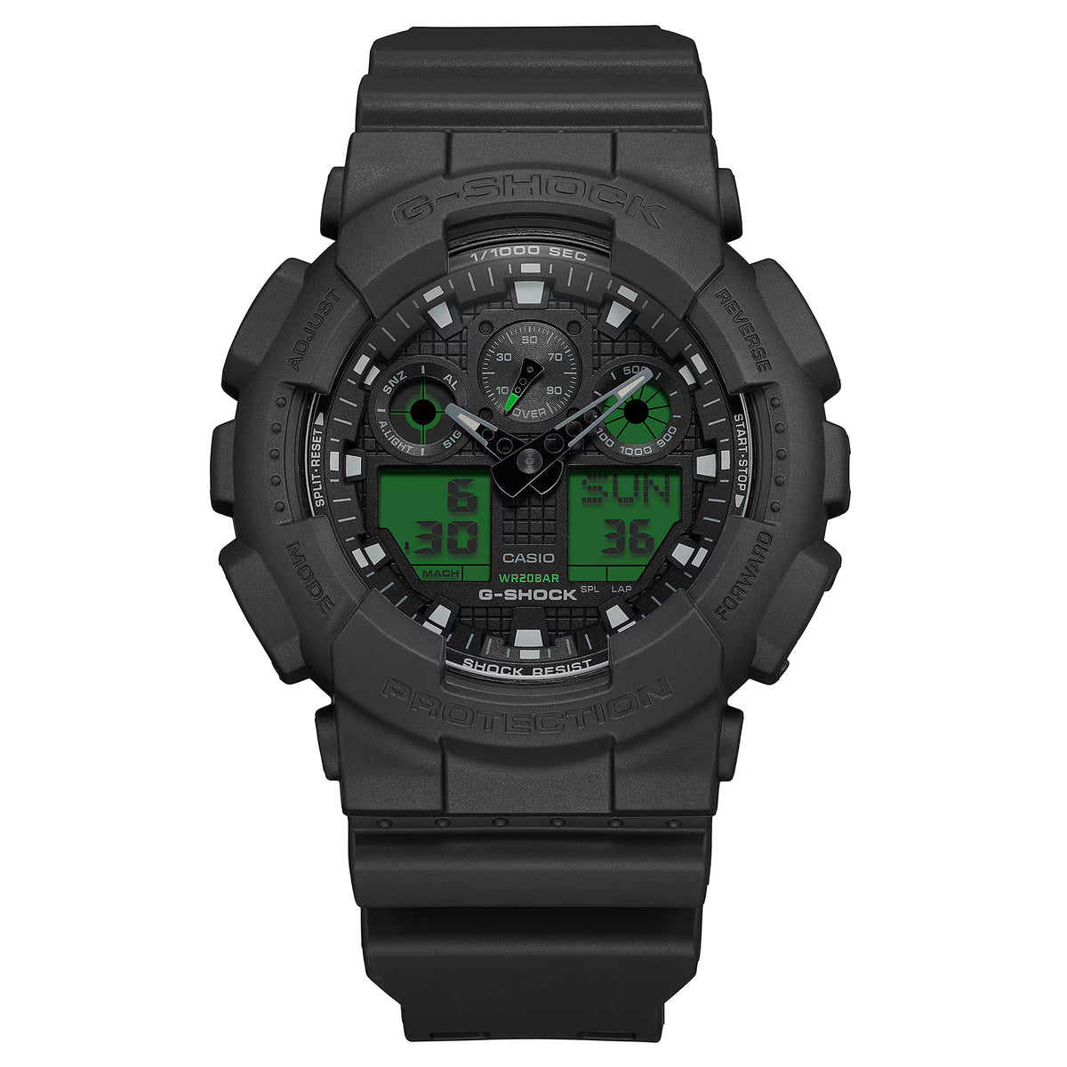 Casio G-shock horloge GA-100BEG-1AER zwart electro groen