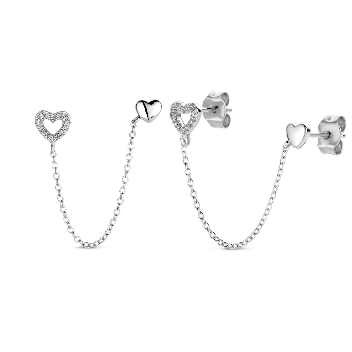 Boucles d'oreilles Naiomy en argent avec cœurs et zirconias N2X63