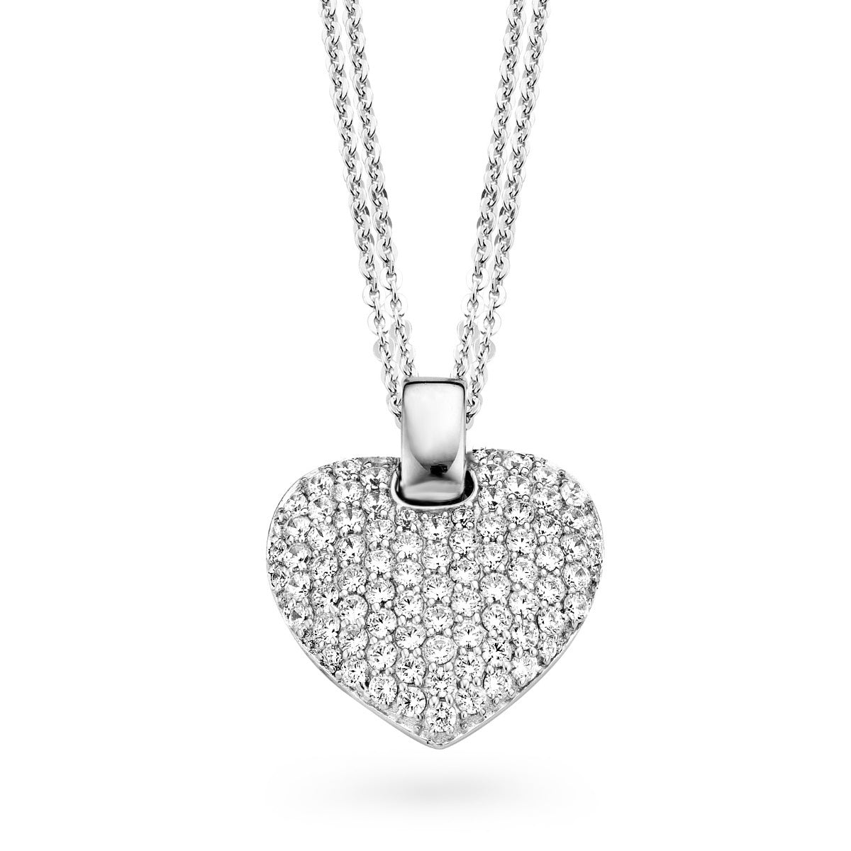 Collier Naiomy en argent pour femme, grand cœur en zircone N3A05