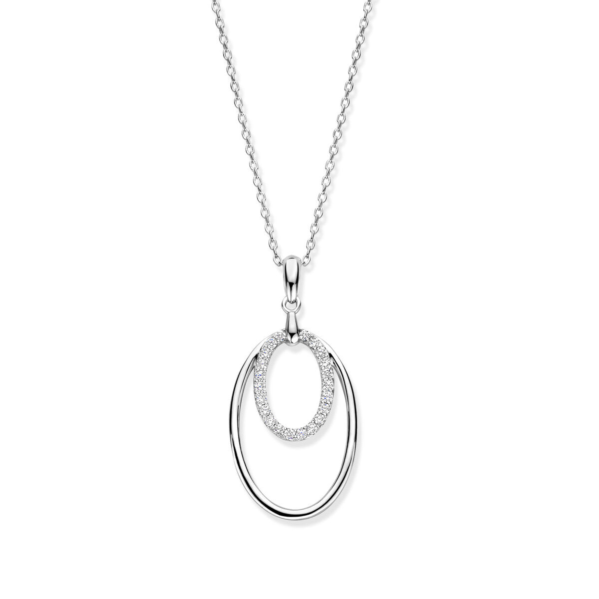 Naiomy silberne Damenkette ovaler Zirkonia Anhänger N5B60