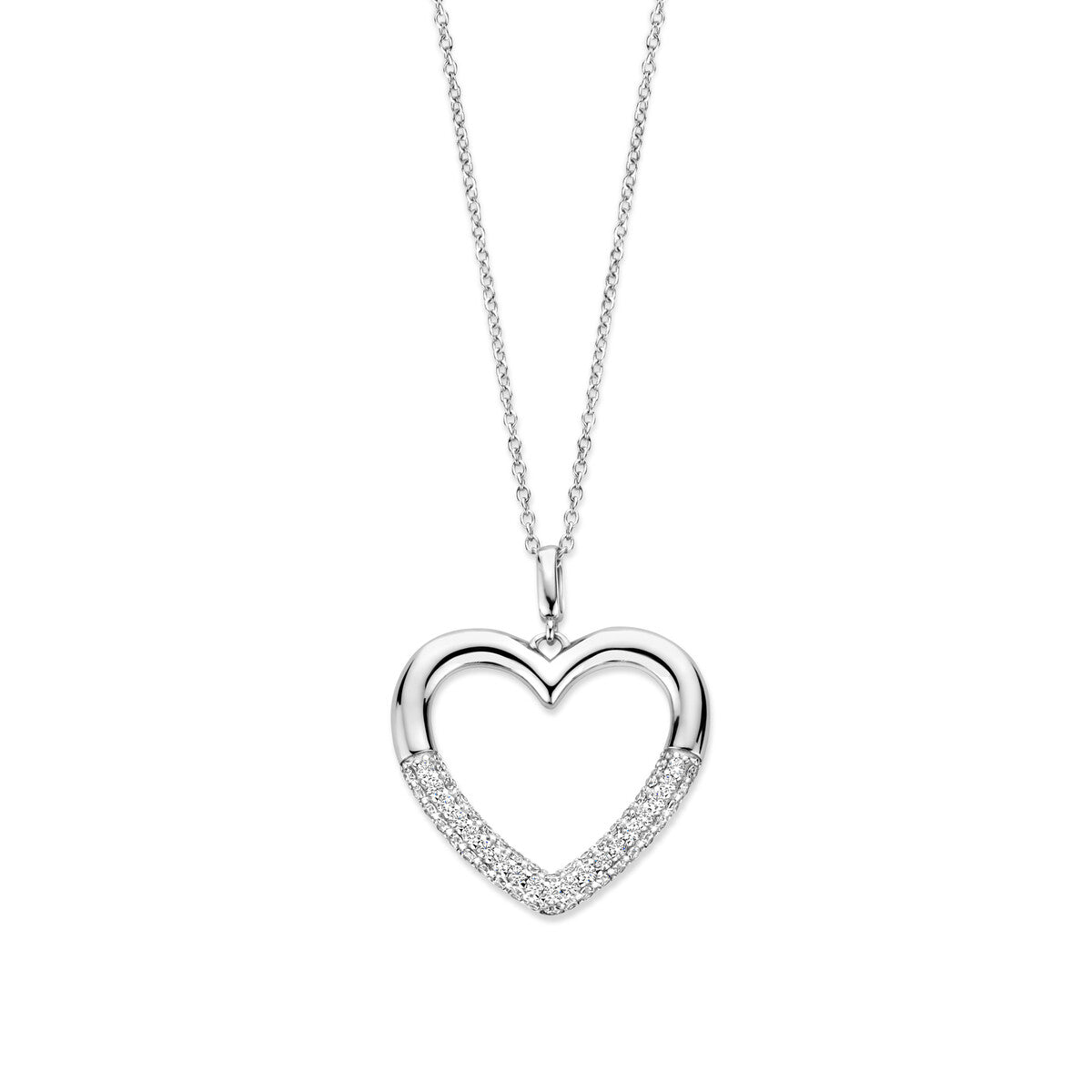 Naiomy silberne Damenkette großes Herz Zirkonia N5E61