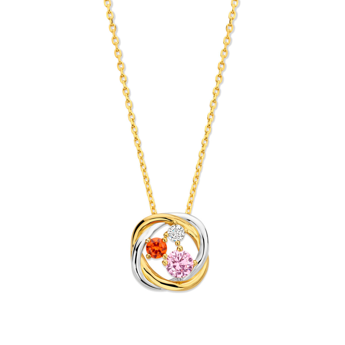 Naiomy bicolor vergulde ketting dames nest gekleurde zirconia hanger N5F58