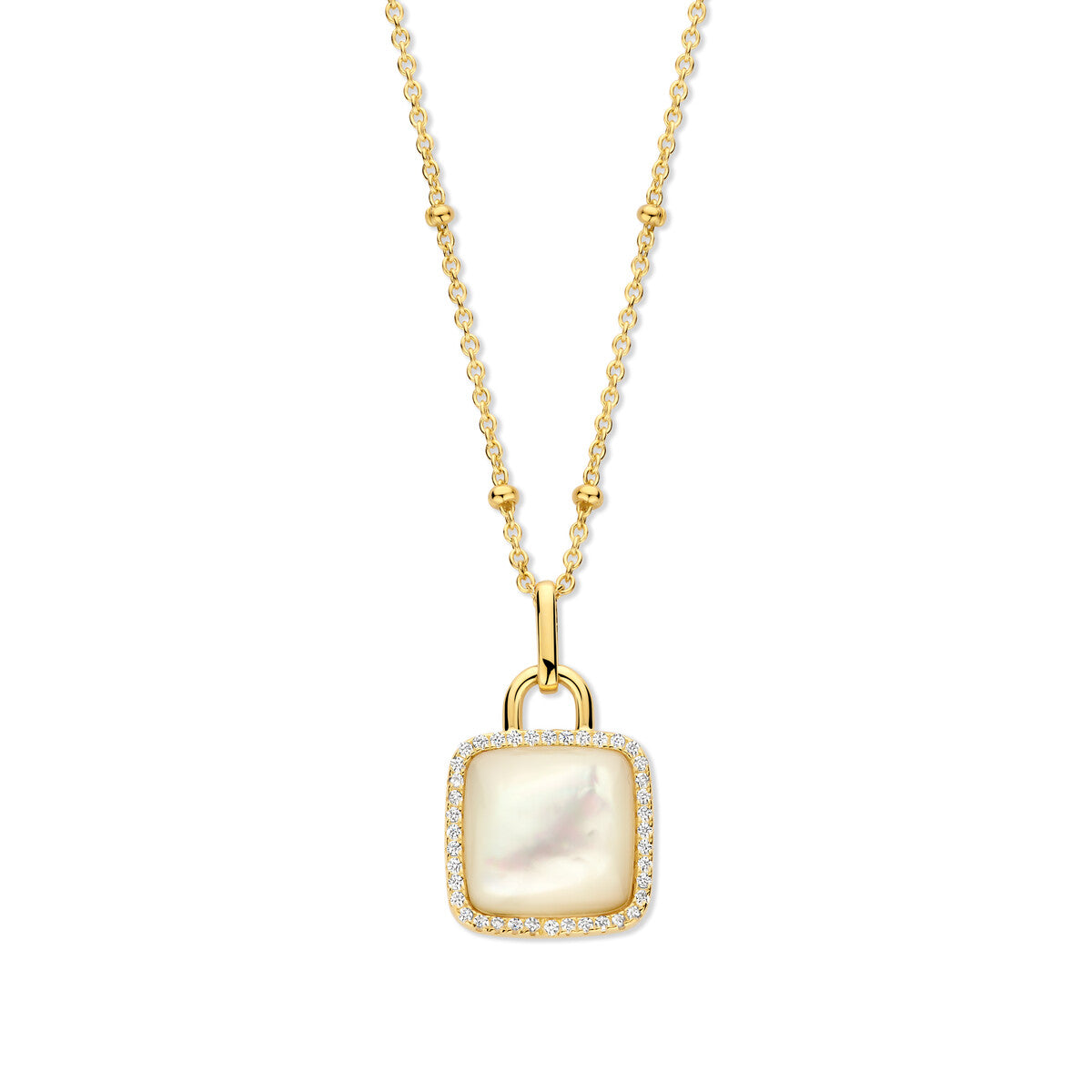 Naiomy Silver vergulde ketting met hanger met parelmoer N5I52