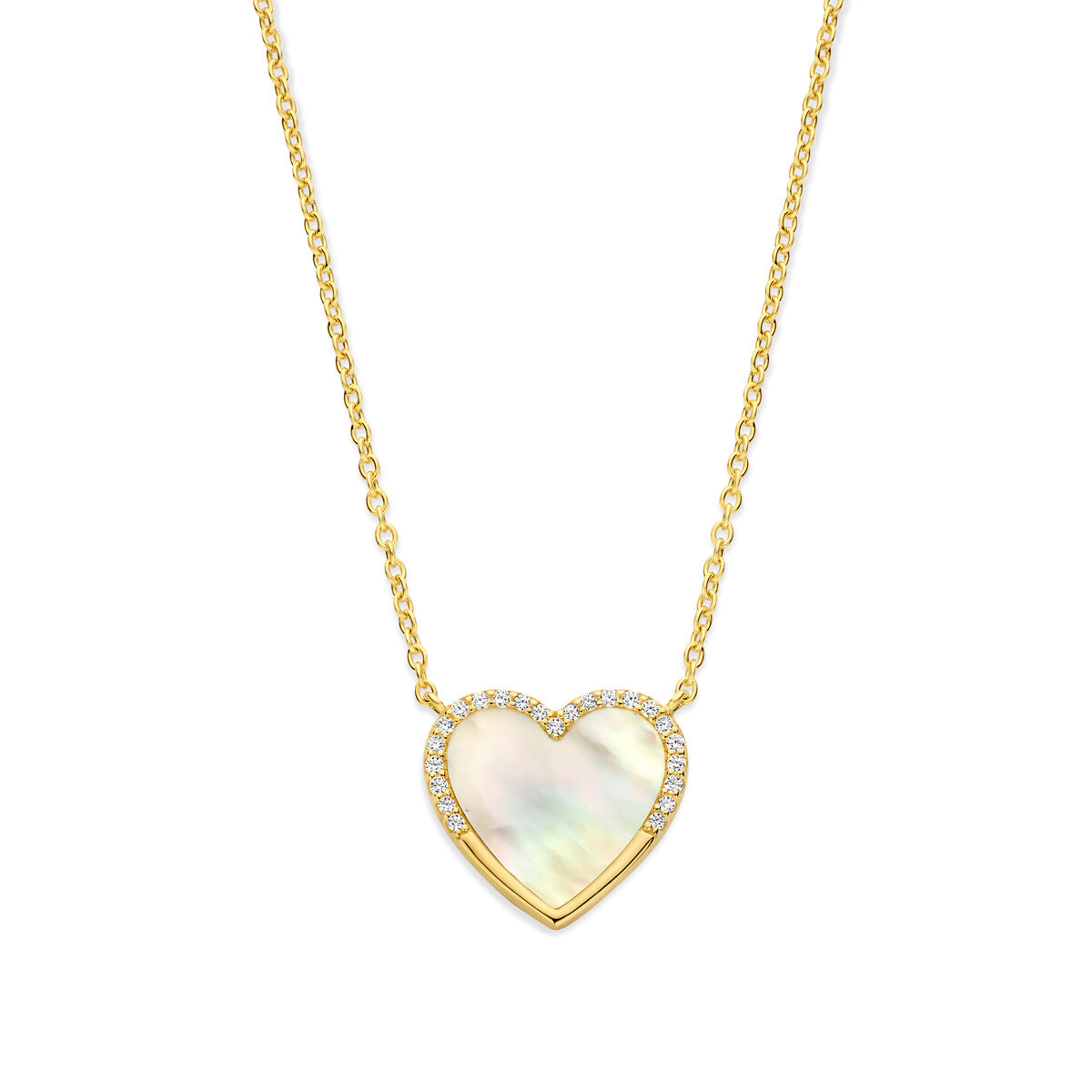 Naiomy gold-plated silver necklace for women with mother-of-pearl zirconia heart N5I60