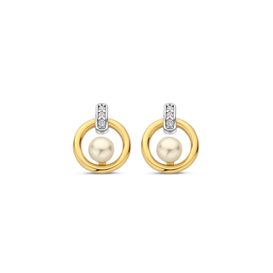 Naiomy Silver bicolor zilveren Oorbellen met parel N5P68