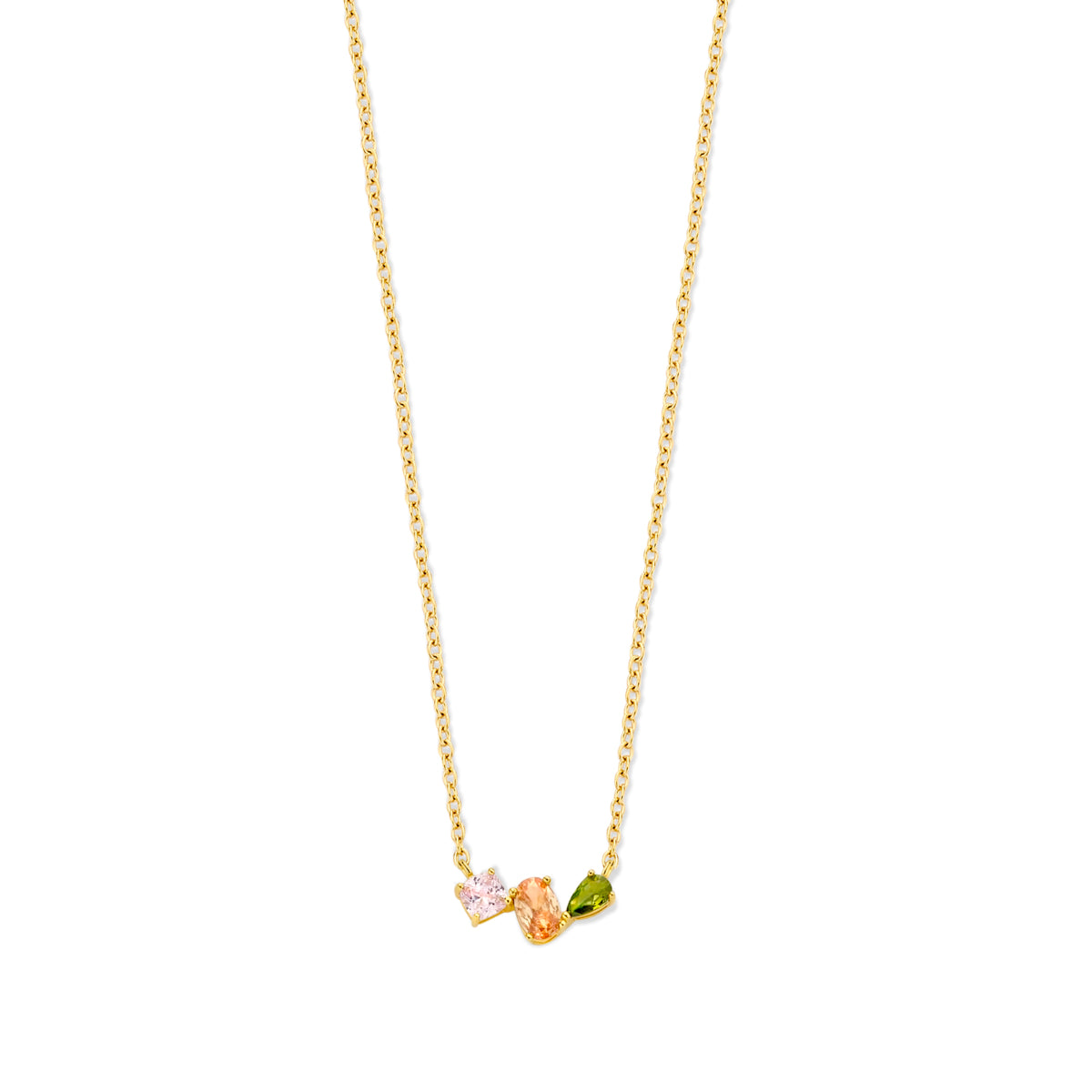 Naiomy zilveren ketting dames goud verguld triple stone N6E64