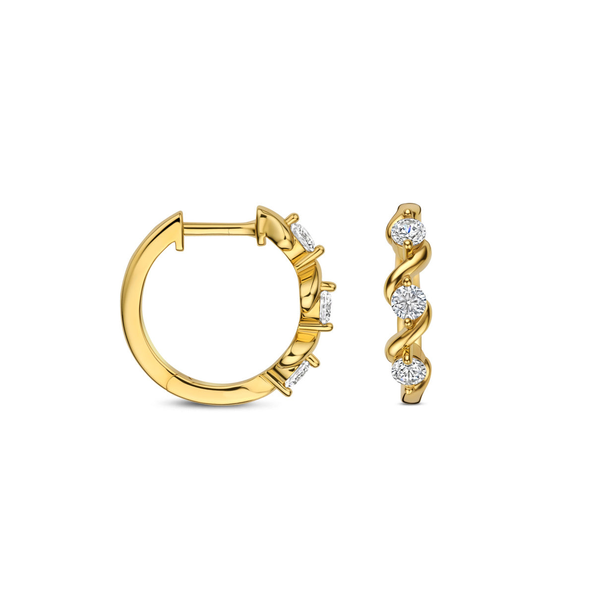 Naiomy geelgoud vergulde zilveren oorbellen swirl triple stone N6Q57