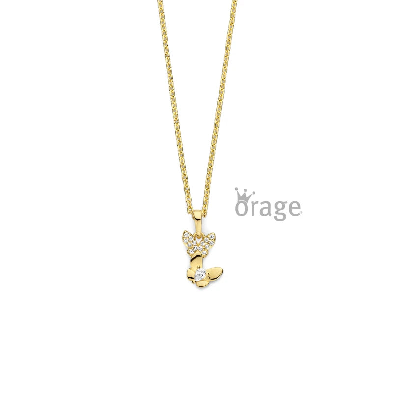 Orage kids ketting geelgoud vergulde vlinder K/6567/41
